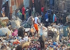 People scavenging at the Kingtom dumpsite in Freetown, Sierra Leone
