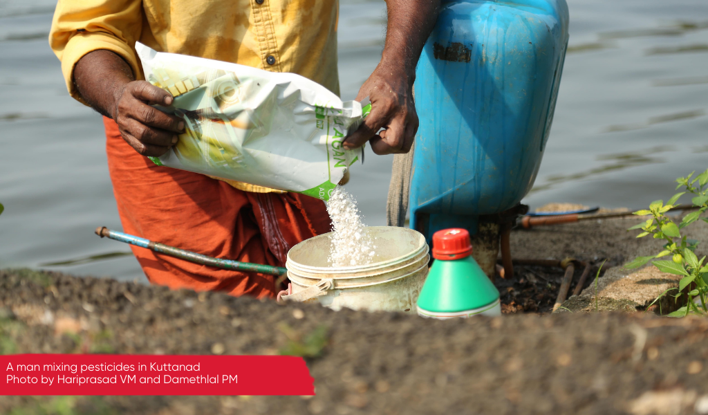 A man mixing pesticides in Kerala