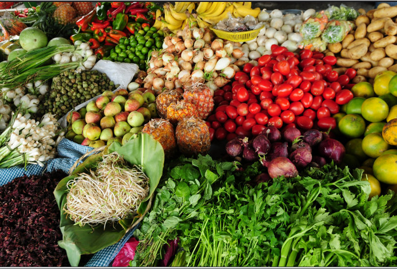 A photo of fresh fruits and vegetables 