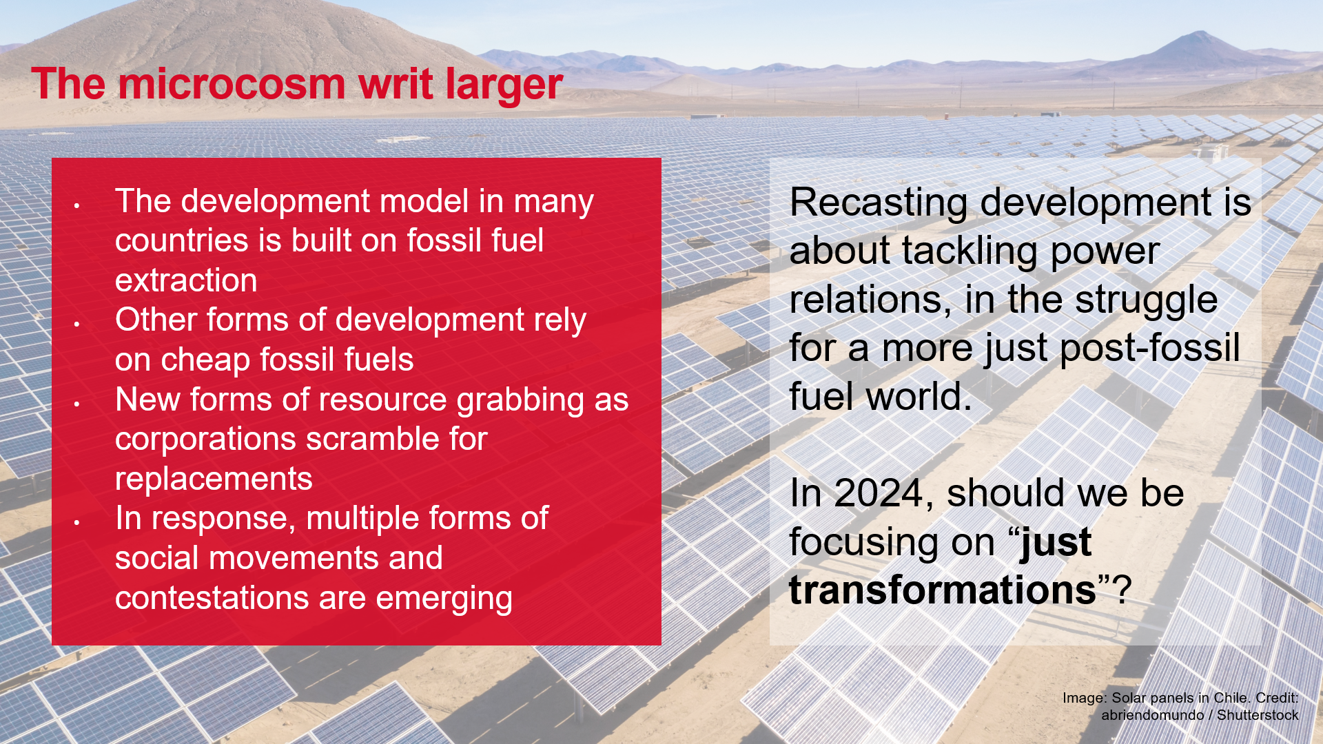 Slide showing how extractive industries adapt through transitions beyond fossil fuel