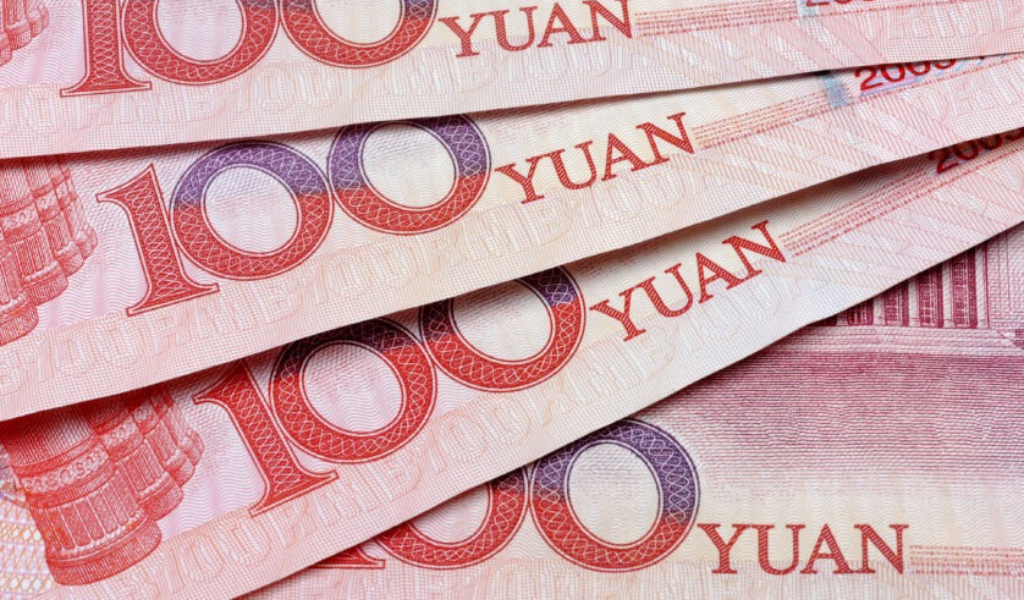 A pile of Chinese yuan bills